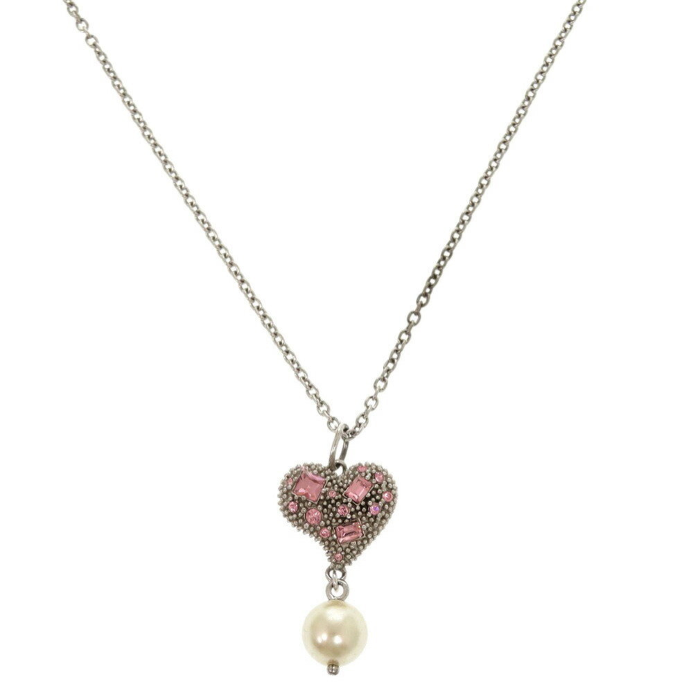 MIU MIU Silver Pearl Heart Necklace